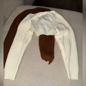 Cozy Cream and Brown Knit Shrug